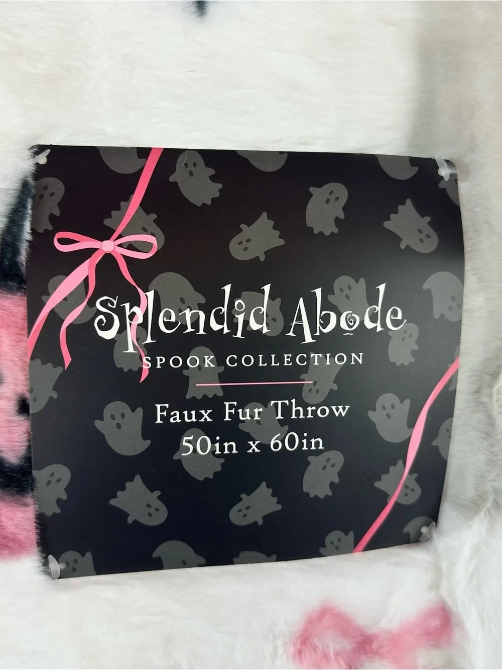 NWT Splendid abode Ghost Bat Plush Throw Blanket Halloween whimsigoth spooky bow